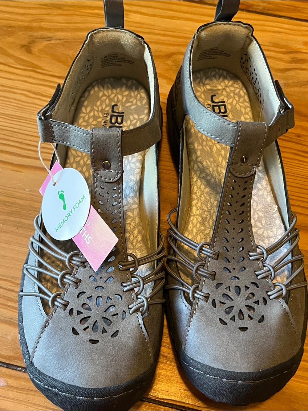 Women's Gray Vegan Memory Foam Casual Sandals